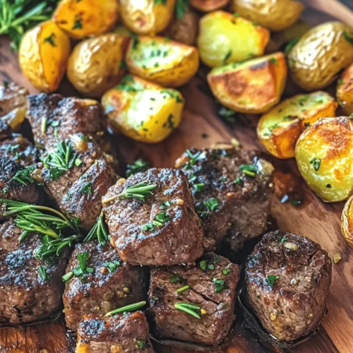 If you're searching for a delectable, satisfying dish that combines rich flavors and satisfying textures, look no further than Savory Garlic Butter Steak Bites & Crispy Potatoes. This culinary delight features succulent steak bites infused with the irresistible aroma of garlic butter, accompanied by perfectly crispy potatoes that provide the ideal contrast. Whether you’re whipping up a quick weeknight dinner or looking to impress guests at a special occasion, this dish promises to be a hit.