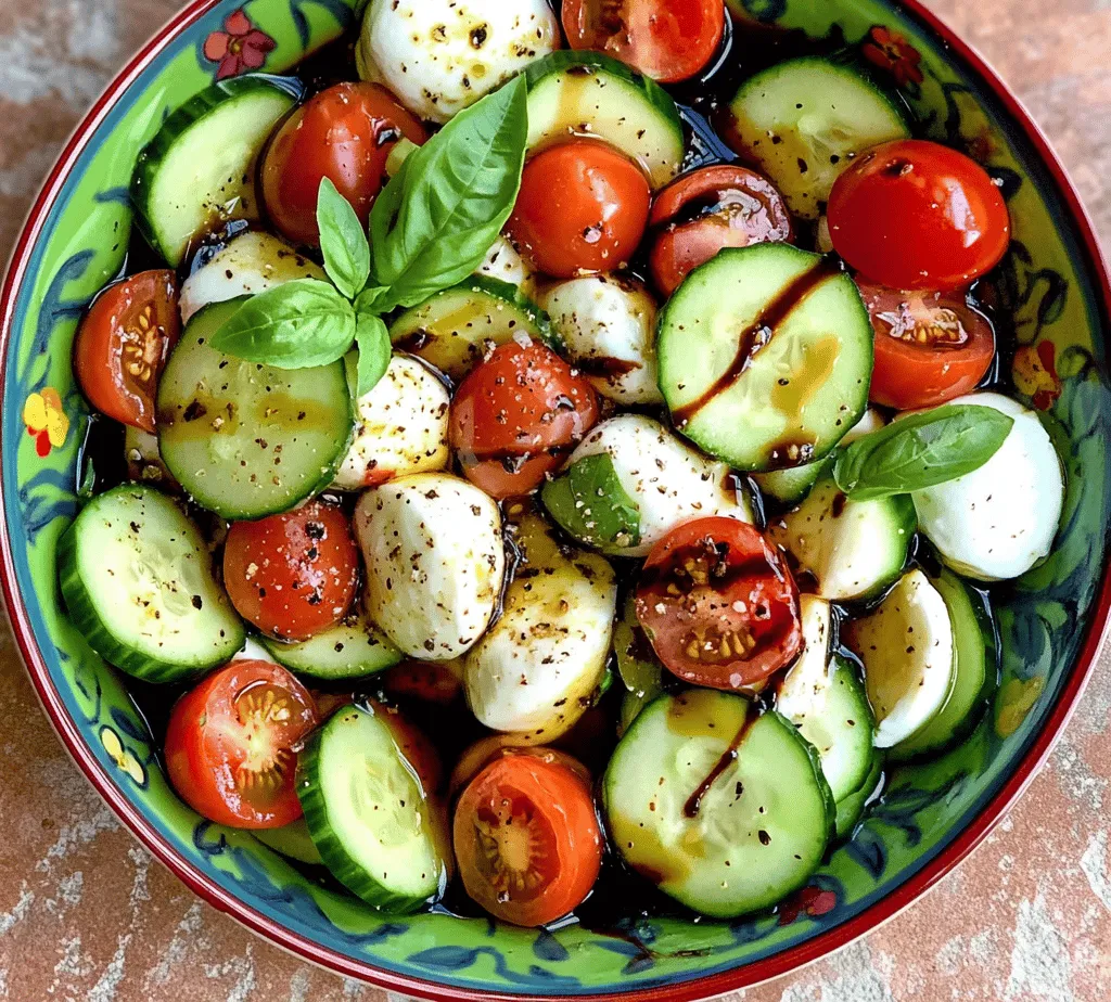 The Crisp Cucumber Caprese Salad is not only a feast for the eyes but also a powerhouse of nutrition. Each ingredient contributes unique health benefits, making this salad a smart choice for anyone looking to maintain a balanced diet.