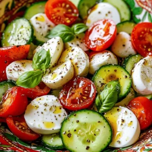 The Crisp Cucumber Caprese Salad is not only a feast for the eyes but also a powerhouse of nutrition. Each ingredient contributes unique health benefits, making this salad a smart choice for anyone looking to maintain a balanced diet.