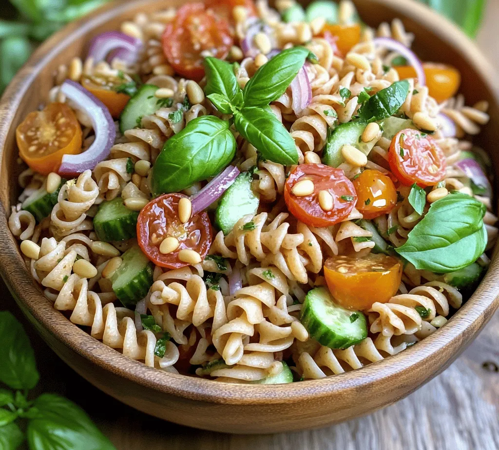 Lemon Basil Pasta Salad is not just a feast for the eyes; it’s also packed with numerous health benefits. The foundation of this recipe is whole grain pasta, which is an excellent source of dietary fiber. Unlike its refined counterparts, whole grain pasta retains its bran and germ, making it richer in nutrients and more filling. This means you can enjoy a satisfying meal while also promoting digestive health.