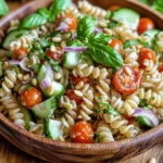 Lemon Basil Pasta Salad is not just a feast for the eyes; it’s also packed with numerous health benefits. The foundation of this recipe is whole grain pasta, which is an excellent source of dietary fiber. Unlike its refined counterparts, whole grain pasta retains its bran and germ, making it richer in nutrients and more filling. This means you can enjoy a satisfying meal while also promoting digestive health.