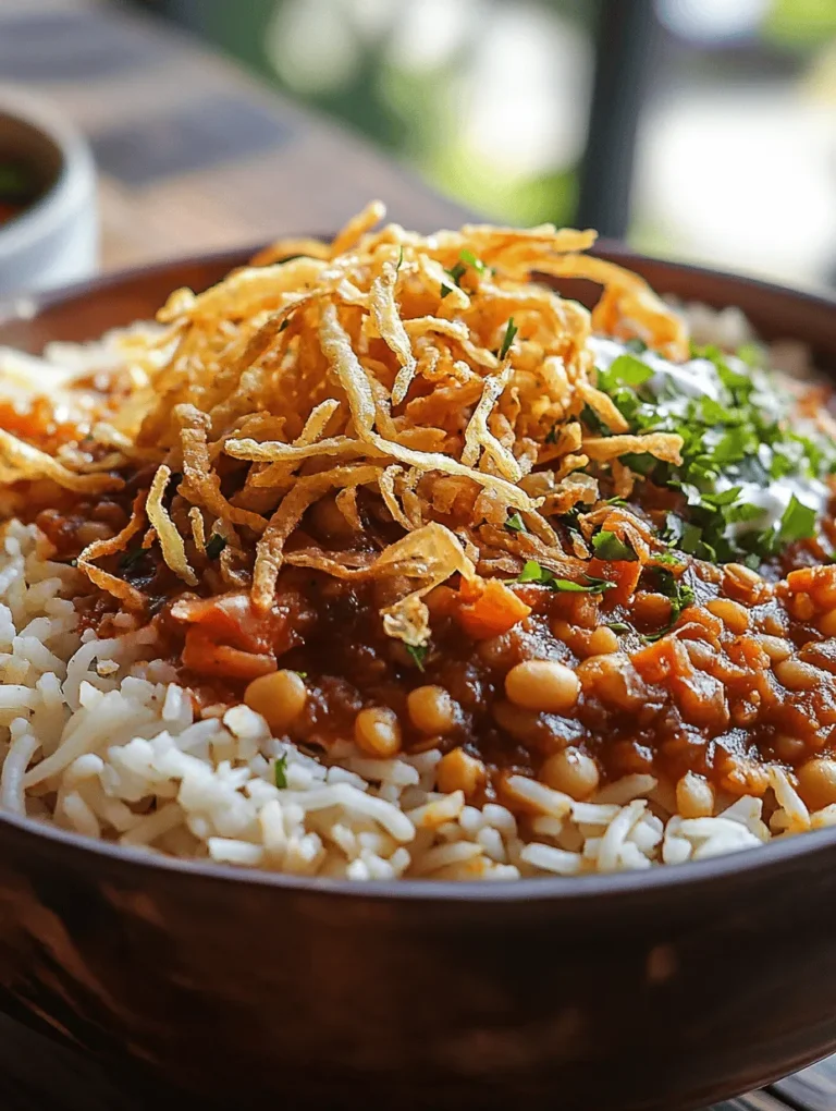 Koshari, often hailed as Egypt's national dish, is a delightful and hearty meal that resonates deeply with the local culture. This beloved street food is not only a feast for the senses but also a symbol of community and comfort. With its unique combination of lentils, rice, pasta, and a rich, flavorful tomato sauce, Koshari stands out as a nutritious option suitable for everyday dining and special occasions alike.