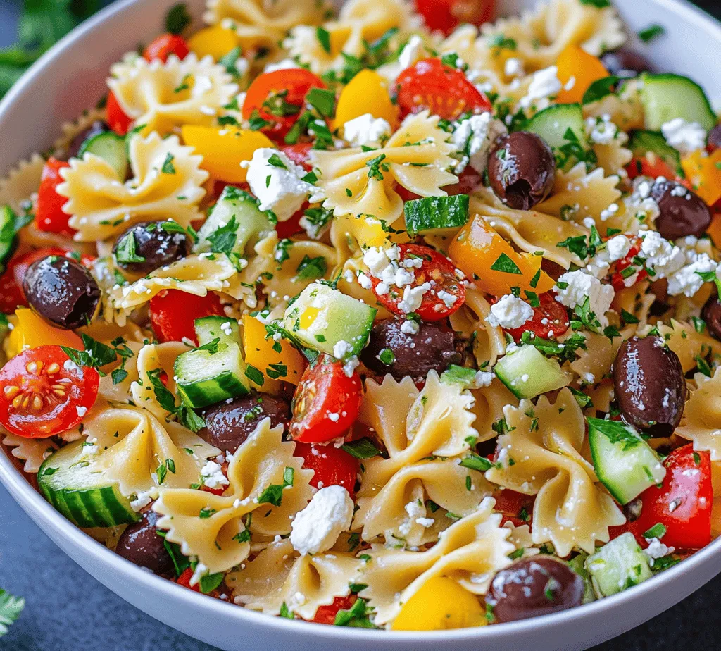 Pasta salads have become a staple in culinary culture, beloved for their versatility and vibrant presentation. From summer barbecues to family gatherings and picnic outings, these dishes offer a delightful combination of flavors while being incredibly easy to prepare. Among the myriad of pasta salad recipes, <strong>Bow Tie Bliss Pasta Salad</strong> stands out as a crowd-pleaser thanks to its stunning visual appeal and harmonious blend of textures and tastes.” /></p>
</p>
<h3>Making the Dressing</h3>
</p>
<p>Creating the perfect dressing is pivotal for elevating the Bow Tie Bliss Pasta Salad. The key to a great dressing lies in emulsifying, which involves blending oil and vinegar or another acidic component until they form a cohesive mixture. This process ensures that the flavors are balanced and that each ingredient in the salad is well-coated.</p>
</p>
<p>To make the dressing, whisk together olive oil, lemon juice, Dijon mustard, minced garlic, and a pinch of salt and pepper in a bowl. The olive oil not only adds a rich flavor but also provides healthy fats, making the salad both delicious and nutritious. As you whisk, aim for a creamy consistency that clings to the pasta and vegetables, enhancing every bite. Taste your dressing and adjust the seasoning as needed; a dash more lemon juice can brighten the flavors, while a touch more salt can enhance the overall taste profile.</p>
</p>
<h3>Combining Ingredients</h3>
</p>
<p>Once your dressing is ready, it’s time to bring the Bow Tie Bliss Pasta Salad together. Start by placing the cooled bow tie pasta in a large mixing bowl. Gradually drizzle the dressing over the pasta while tossing gently to ensure an even coating. This step is crucial for achieving the desired texture—too much dressing at once may lead to clumping, while too little can leave the salad dry.</p>
</p>
<p>Next, add in your chopped vegetables, such as bell peppers, cucumbers, and cherry tomatoes. These not only add vibrant color but also enhance the salad’s crunch. Utilize a spatula or wooden spoon to combine the ingredients thoroughly, ensuring that the pasta and vegetables are harmoniously mixed. The goal is to have a well-distributed dressing that clings to every piece of pasta and vegetable, allowing for a delightful burst of flavor in each bite.</p>
</p>
<h3>Adding Feta and Herbs</h3>
</p>
<p>Incorporating delicate ingredients like feta cheese and fresh herbs requires a gentle touch. After combining the pasta and vegetables, crumble the feta cheese over the salad, being careful not to break it down too much. The feta adds a creamy, tangy flavor that complements the fresh vegetables beautifully.</p>
</p>
<p>Next, add freshly chopped herbs like basil or parsley. These herbs not only enhance the taste but also contribute vibrant color and freshness to your salad. Gently fold these ingredients into the mixture. Avoid excessive stirring; you want to keep the feta intact and the herbs well-distributed without mashing them.</p>
</p>
<h3>Chilling the Salad</h3>
</p>
<p>Refrigerating the Bow Tie Bliss Pasta Salad is not just a matter of convenience; it plays a significant role in flavor development. Allowing the salad to chill for at least 30 minutes before serving gives the ingredients time to meld together, resulting in a more cohesive taste experience. The coolness of the salad also provides a refreshing contrast, especially on warm days.</p>
</p>
<p>As the salad sits, the flavors deepen and become more pronounced. The acidity of the dressing penetrates the pasta and vegetables, enhancing their natural flavors. If you plan to make the salad ahead of time, feel free to let it chill in the refrigerator for up to a few hours or even overnight. Just remember to give it a good toss before serving, as some of the dressing may settle at the bottom.</p>
</p>
<h3>Nutritional Benefits of Bow Tie Bliss Pasta Salad</h3>
</p>
<p>Bow Tie Bliss Pasta Salad is not only a feast for the eyes but also a healthful choice for your meals. The ingredients chosen for this recipe offer a wealth of nutritional benefits, making it a balanced addition to any diet.</p>
</p>
<p><strong>Whole Grains in Pasta Options</strong></p>
<p>When selecting pasta, consider whole grain varieties. Whole grain pasta is packed with fiber, which aids in digestion and helps maintain steady blood sugar levels. This choice enhances the salad’s nutritional profile, providing sustained energy and contributing to a feeling of fullness.</p>
</p>
<p><strong>Fresh Vegetables in a Balanced Diet</strong></p>
<p>The assortment of colorful vegetables in Bow Tie Bliss Pasta Salad provides essential vitamins and minerals. Bell peppers, cucumbers, and tomatoes are all rich in antioxidants, vitamins A and C, and dietary fiber. Including a variety of vegetables not only boosts the salad’s nutritional value but also contributes to overall health and wellness.</p>
</p>
<p><strong>Health Benefits of Olive Oil</strong></p>
<p>Olive oil, a staple in many Mediterranean diets, is known for its heart-healthy properties. It contains monounsaturated fats that can help reduce bad cholesterol levels and lower the risk of heart disease. Additionally, it has anti-inflammatory properties and is rich in antioxidants, making it a great choice for dressings and cooking.</p>
</p>
<p><strong>Vegetarian and Gluten-Free Adaptation Suggestions</strong></p>
<p>Bow Tie Bliss Pasta Salad is easily adaptable to various dietary preferences. For a vegetarian version, simply remove any animal proteins and enjoy the salad as is, or add legumes like chickpeas for added protein. For those following a gluten-free diet, substitute traditional pasta with gluten-free pasta options available in most grocery stores. These alternatives allow everyone to savor this delightful dish without compromising dietary needs.</p>
</p>
<h3>Serving Suggestions and Pairings</h3>
</p>
<p>Bow Tie Bliss Pasta Salad is highly versatile and can be enjoyed in numerous ways. It can serve as a refreshing side dish for barbecues, picnics, or potlucks, adding a punch of color and flavor to your table. Alternatively, it can also stand alone as a satisfying main course, particularly on a hot summer day when you crave something light yet filling.</p>
</p>
<p>When it comes to beverage pairings, crisp white wines like Sauvignon Blanc or a refreshing glass of sparkling water with lemon can complement the salad beautifully. The acidity of the wine or the citrus in the sparkling water enhances the salad’s flavors, making each bite even more enjoyable.</p>
</p>
<p>To enhance the nutritional content and make the salad a complete meal, consider adding protein options such as grilled chicken, shrimp, or chickpeas. These additions not only boost the protein content but also make the dish more filling, perfect for a hearty lunch or dinner.</p>
</p>
<h3>Storage and Shelf Life</h3>
</p>
<p>Proper storage is essential for maintaining the freshness of your Bow Tie Bliss Pasta Salad. If you have leftovers, store the salad in an airtight container in the refrigerator. It’s best to consume the salad within 3 to 5 days to ensure optimal freshness and flavor.</p>
</p>
<p>As the salad sits, the flavors may continue to meld, which can be a delightful surprise! However, be mindful that some ingredients, like tomatoes and cucumbers, may release water over time, potentially making the salad a bit soggy. To counter this, consider adding these fresh ingredients just before serving if you plan to make the salad ahead of time.</p>
</p>
<p>For longer storage, you can freeze the salad, but keep in mind that the texture of certain ingredients may change upon thawing. If you know you will want to enjoy it later, consider making the pasta and dressing separately and combining them with the fresh vegetables just before serving. This way, you preserve the salad’s freshness and crunch.</p>
</p>
<h3>Conclusion</h3>
</p>
<p>Bow Tie Bliss Pasta Salad is a vibrant and nutritious dish that is perfect for various occasions, from casual gatherings to elegant dinners. Its versatility allows for personal creativity, as you can easily customize it with different vegetables, proteins, and dressings to suit your taste and dietary preferences.</p>
</p>
<p>Whether you’re enjoying it as a side or as a main course, this salad is sure to please. With its colorful presentation and delightful flavor combinations, it’s an excellent way to incorporate fresh ingredients into your diet. So gather your favorite ingredients, experiment with flavors, and create your own version of Bow Tie Bliss Pasta Salad that reflects your culinary style!</p>
<div id=