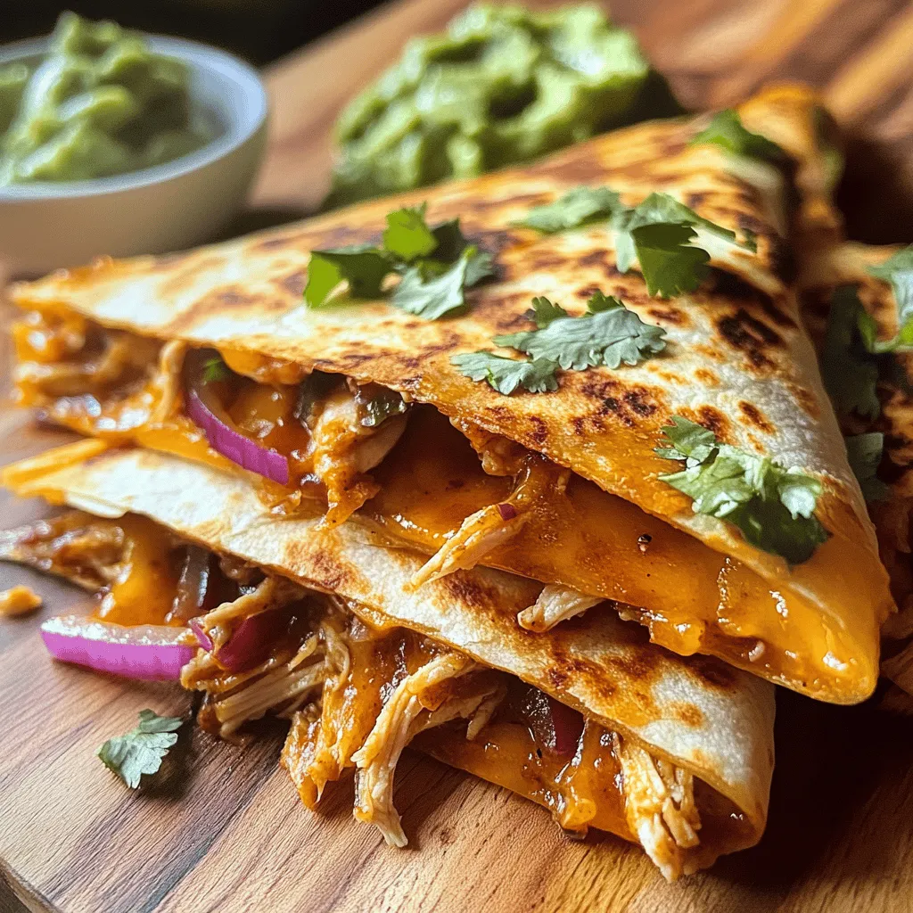 Welcome to the delightful world of BBQ Chicken Quesadillas, where smoky flavors meet cheesy goodness in a dish that is sure to tantalize your taste buds. This easy-to-follow recipe is not only quick to prepare but also perfect for gatherings, weeknight dinners, or casual lunches with friends and family. Picture this: tender, shredded chicken coated in zesty BBQ sauce, layered with melted cheese, all nestled within a warm tortilla. It's a comforting and satisfying meal that brings together a symphony of flavors.